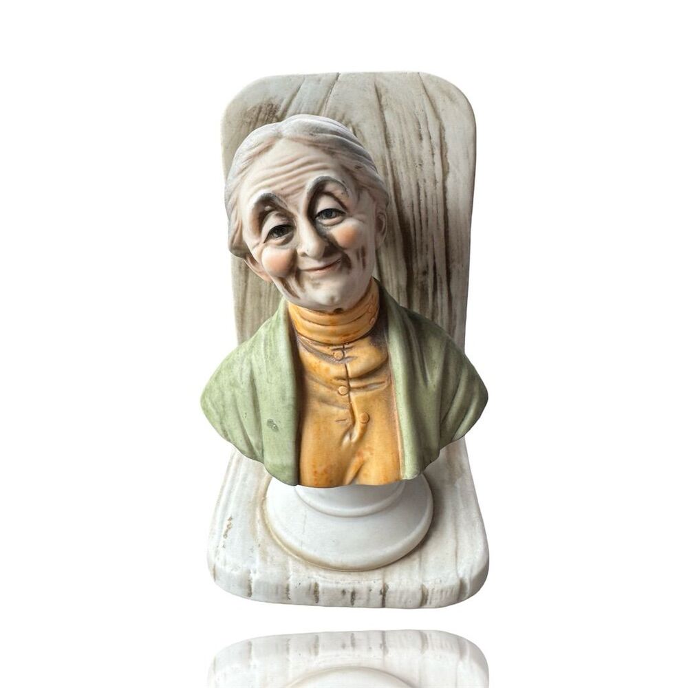 Vintage Norleans Porcelain Bust Figurine Mid-Century Japan Soft Green Book End